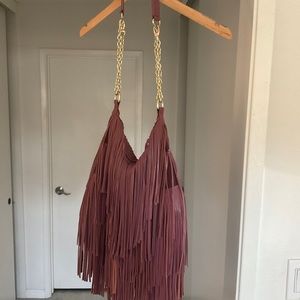 Montserrat de Lucca Fringe Bag Anthropologie Purple $300